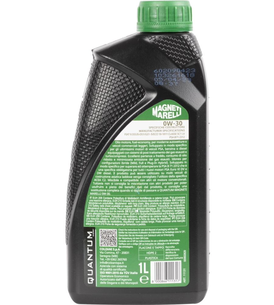 Magneti marelli lubrificante auto sintetico olio motore 0w-30 1lt